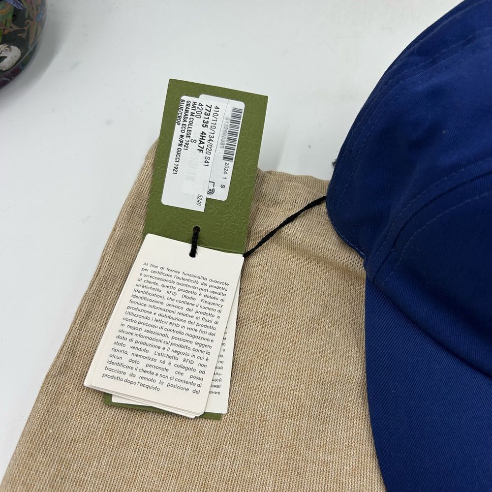 Women's Gucci GG blue/yellow baseball hat size small adjustable made in Italy - Picture 4 of 9